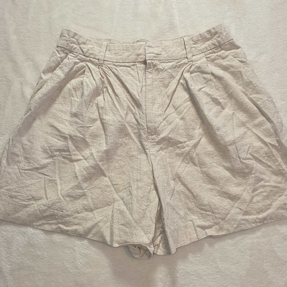 Gap 365 High Rise Linen-Blend Shorts Beige Size Medium
